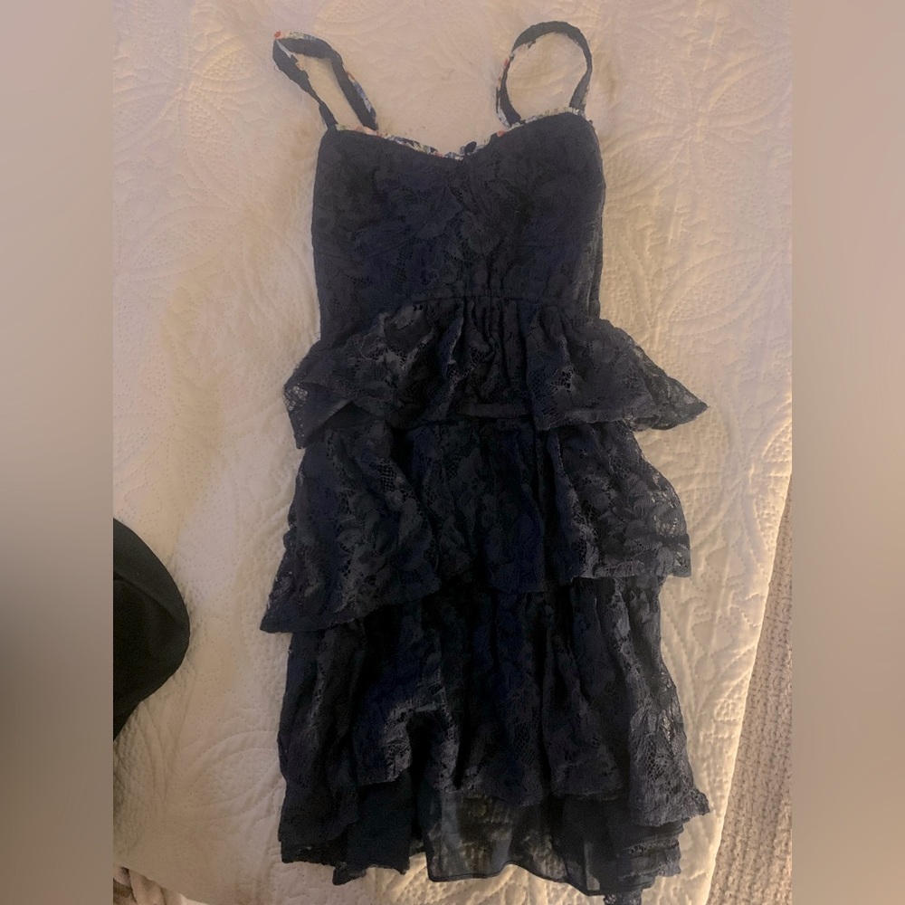 Black formal dress, great for the holidays.